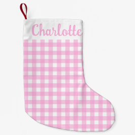 Pastel Pink Gingham Pattern Kleiner Weihnachtsstrumpf