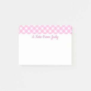 Pastel Pink Gingham Pattern Post-it Klebezettel