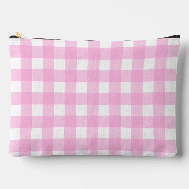 Pastel Pink Gingham Pattern Zubehörtasche (Vorderseite)