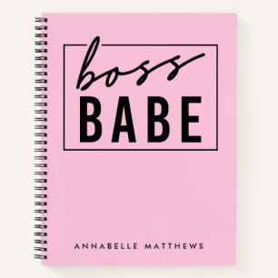 Pastel Pink Girl Boss Babe Geschäftsinhaber Notizbuch
