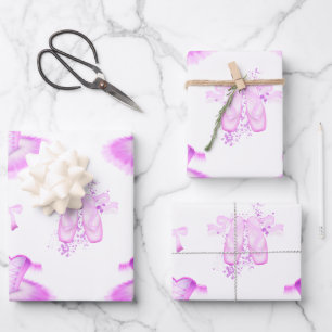 Pastel Pink Girls Geburtstags Ballet Geschenkpapier Set