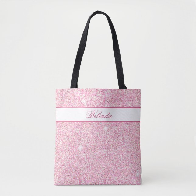 Pastel Pink Glitz und Glam Mit Monogramm (Vorderseite)