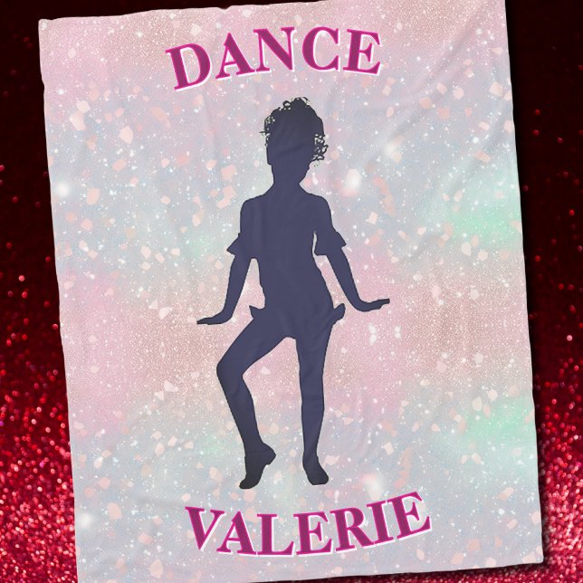 Pastel Pink Glitzer Dance Girl Personalisiert Fleecedecke (Glam Dance Blanket)