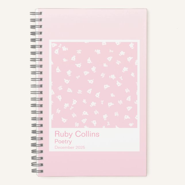 Pastel Pink Gradient Floral Aesthetic Notebook Notizbuch (Vorderseite)