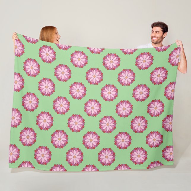 Pastel Pink Green Asian Medallion Floral Fleecedecke (Beispiel)