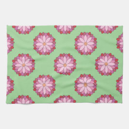 Pastel Pink Green Asian Medallion Floral Geschirrtuch