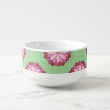 Pastel Pink Green Asian Medallion Floral