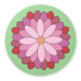 Pastel Pink Green Asian Medallion Floral Keramikknauf