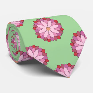 Pastel Pink Green Asian Medallion Floral Krawatte