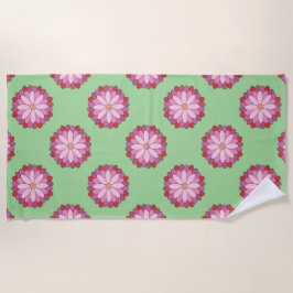 Pastel Pink Green Asian Medallion Floral Strandtuch