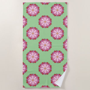 Pastel Pink Green Asian Medallion Floral Strandtuch