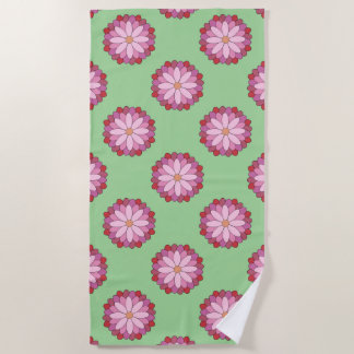 Pastel Pink Green Asian Medallion Floral Strandtuch