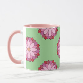 Pastel Pink Green Asian Medallion Floral Tasse