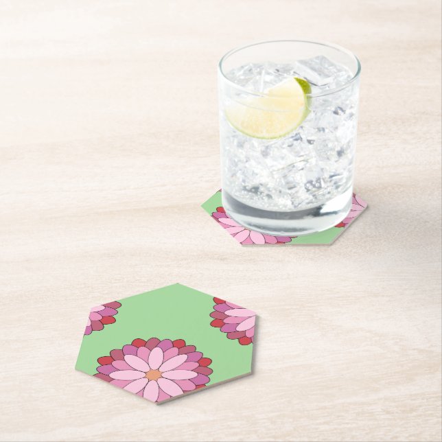 Pastel Pink Green Asian Medallion Floral Untersetzer (Vor Ort)