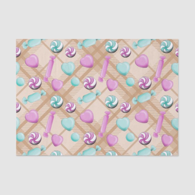 PASTEL PINK & GREEN CHRISTMAS CANDIES SEIDENPAPIER (Vorderseite)