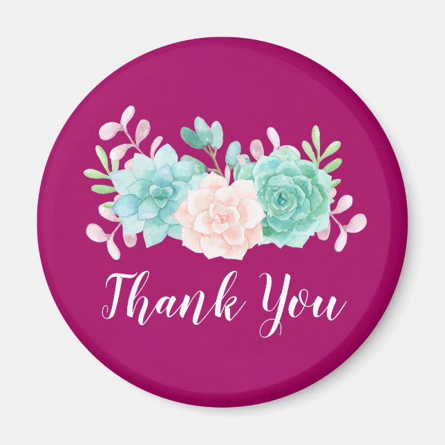 Pastel Pink & Green Floral Bouquet auf der Magenta Magnet (Vorne)