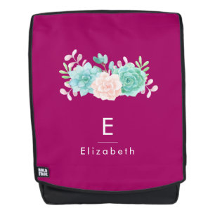 Pastel Pink & Green Floral Bouquet auf der Magenta Rucksack
