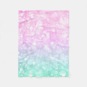 Pastel Pink & Green Glam Bokeh Glitzer & Glitzern Fleecedecke