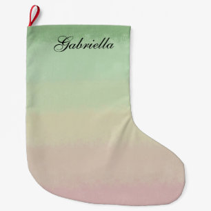 Pastel Pink Green Ombre Personalisiert Großer Weihnachtsstrumpf