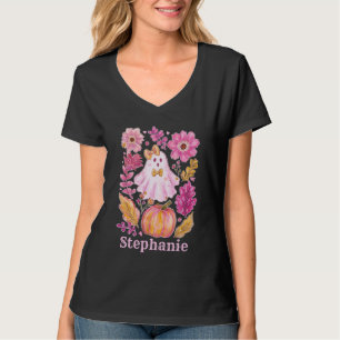Pastel Pink Halloween Geist mit Vorname T-Shirt