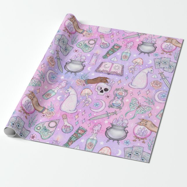 Pastel Pink Halloween Geschenkpapier (Ungerollt)