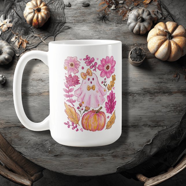 Pastel Pink Halloween Ghost Kaffeetasse (Von Creator hochgeladen)