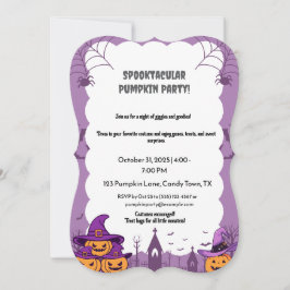 Pastel Pink Halloween-Party Einladung mit Pumpki