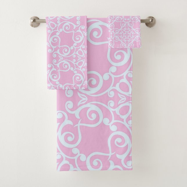 PASTEL PINK HAMPTONS STYLE BADEZIMMER TOWEL SET (Insitu)