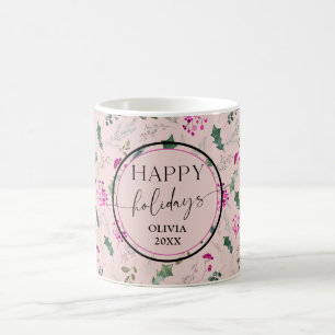 Pastel Pink Happy Holidays Tasse