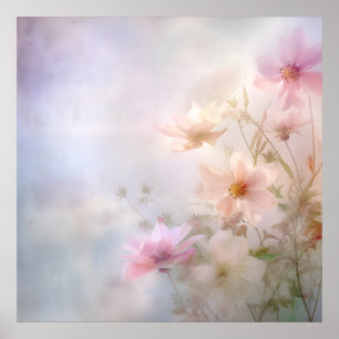 Pastel Pink Hazy Spring Petals Florals von Ava Poster