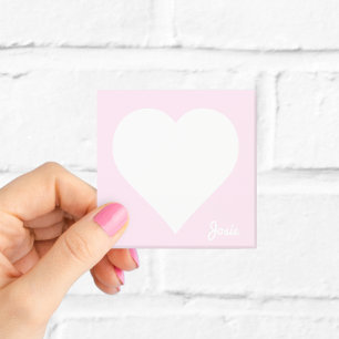 Pastel Pink Heart Post-it-Notizen mit Namen Post-it Klebezettel