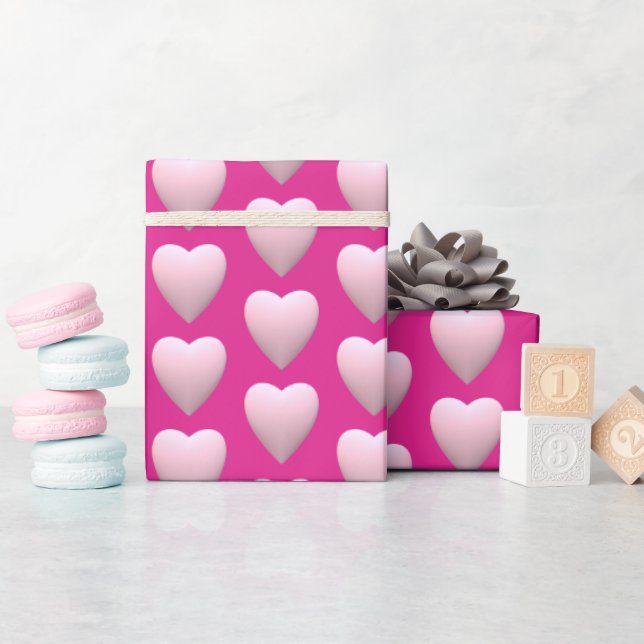 Pastel Pink Hearts Liebe Geschenkpapier (Babyparty)