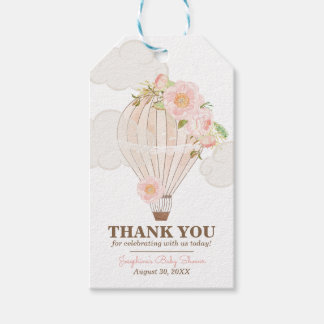 Pastel Pink Heißluftballon Girl Babydusche Geschenkanhänger