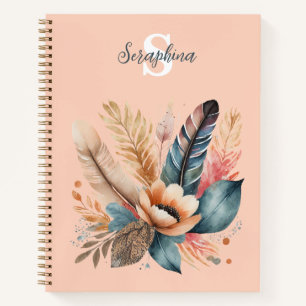 Pastel Pink Hübsch floral Elegante Mit Monogramm Notizbuch