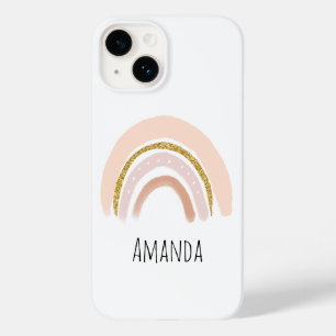 Pastel Pink & Imitate Glitzer Rainbow Boho Case-Mate iPhone 14 Hülle