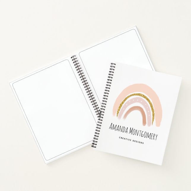 Pastel Pink & Imitate Glitzer Rainbow Boho Notizbuch (Innenseite)