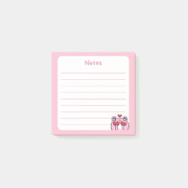 Pastel Pink Kawaii Chibi Frog Holding Hearts Post-it Klebezettel