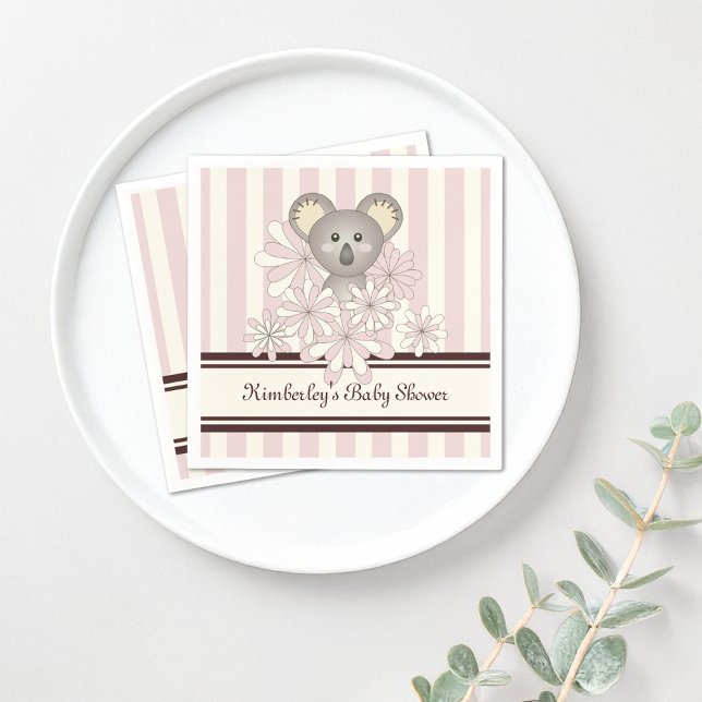 Pastel Pink Koala Kindergeburtstag / Girl Baby Dus Serviette (Von Creator hochgeladen)