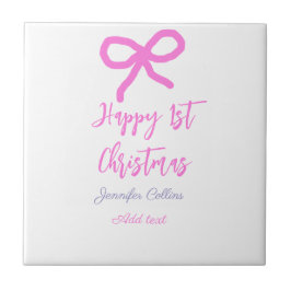 Pastel pink lila glücklich 1. Weihnachtsbogenname Fliese