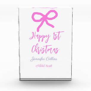 Pastel pink lila glücklich 1. Weihnachtsbogenname Fotoblock