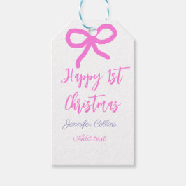 Pastel pink lila glücklich 1. Weihnachtsbogenname Geschenkanhänger