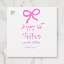 Pastel pink lila glücklich 1. Weihnachtsbogenname Geschenkanhänger