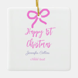 Pastel pink lila glücklich 1. Weihnachtsbogenname Keramikornament