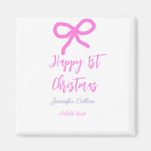 Pastel pink lila glücklich 1. Weihnachtsbogenname Magnet