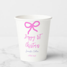 Pastel pink lila glücklich 1. Weihnachtsbogenname Pappbecher