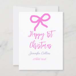 Pastel pink lila glücklich 1. Weihnachtsbogenname Postkarte