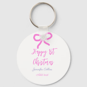 Pastel pink lila glücklich 1. Weihnachtsbogenname Schlüsselanhänger