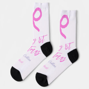 Pastel pink lila glücklich 1. Weihnachtsbogenname Socken