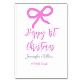 Pastel pink lila glücklich 1. Weihnachtsbogenname Tischnummer