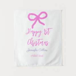 Pastel pink lila glücklich 1. Weihnachtsbogenname Wandteppich